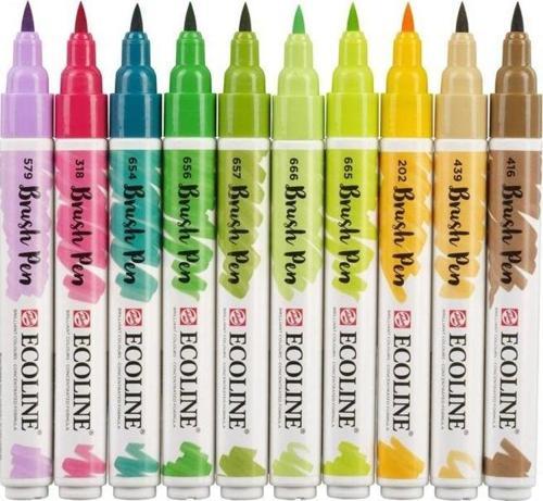 Ecoline Brush Pen Fırça Uçlu Kalem 10 Renk Set BOTANIC