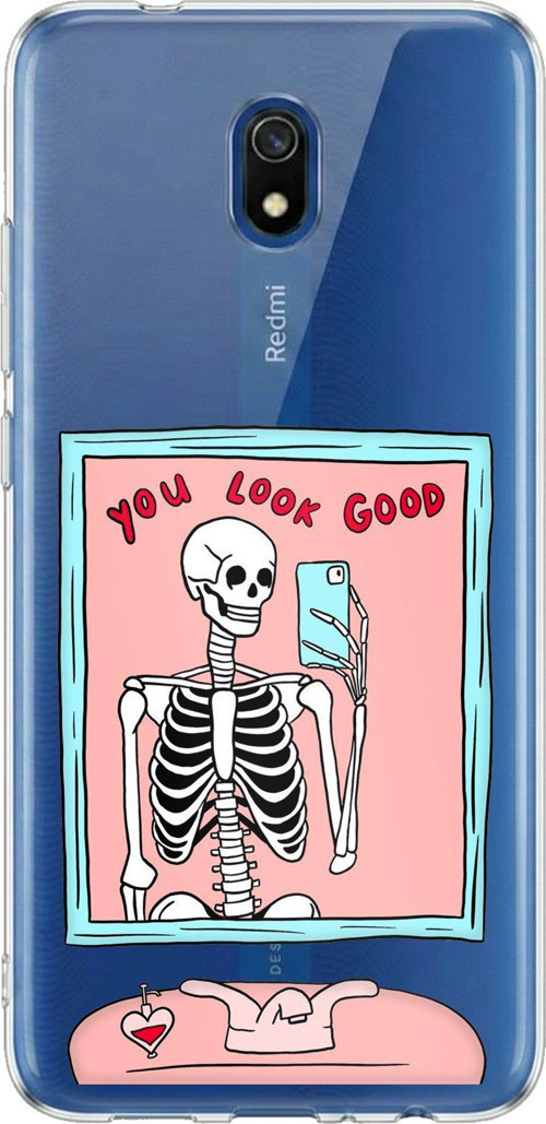 Redmi 8A Uyumlu You Look Good İskelet Tasarımlı Baskılı Silikon Kılıf
