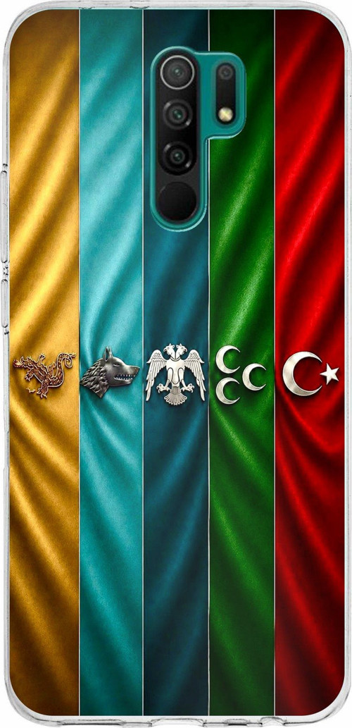 Redmi 9 Uyumlu Tarihi Türk Devletleri Bayrakları Baskılı Silikon Kılıf