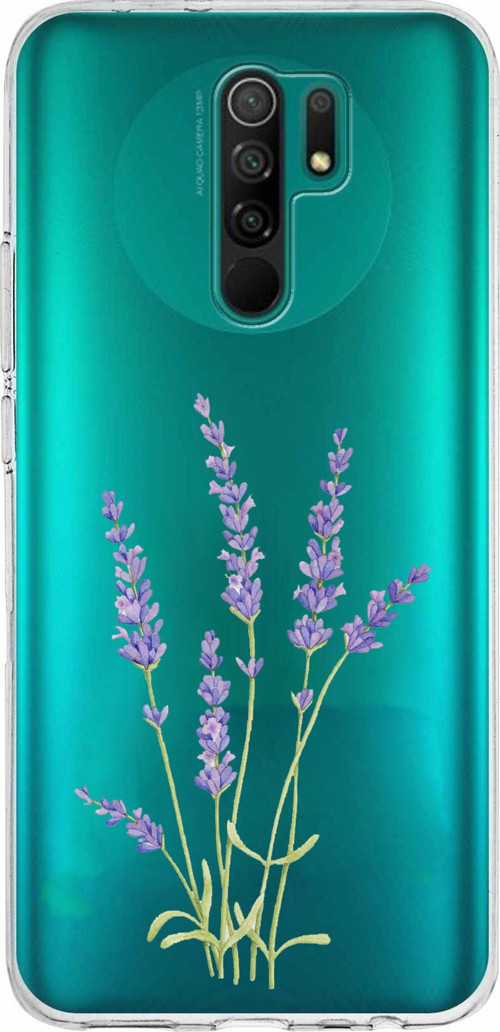Redmi 9 Uyumlu Lavanta Çiçek Tasarımlı Baskılı Silikon Kılıf