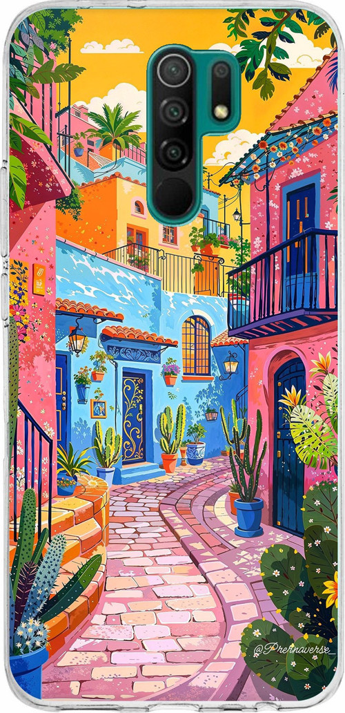 Redmi 9 Uyumlu Renkli Sanat Sokak Silikon Kılıf Baskılı Silikon Kılıf