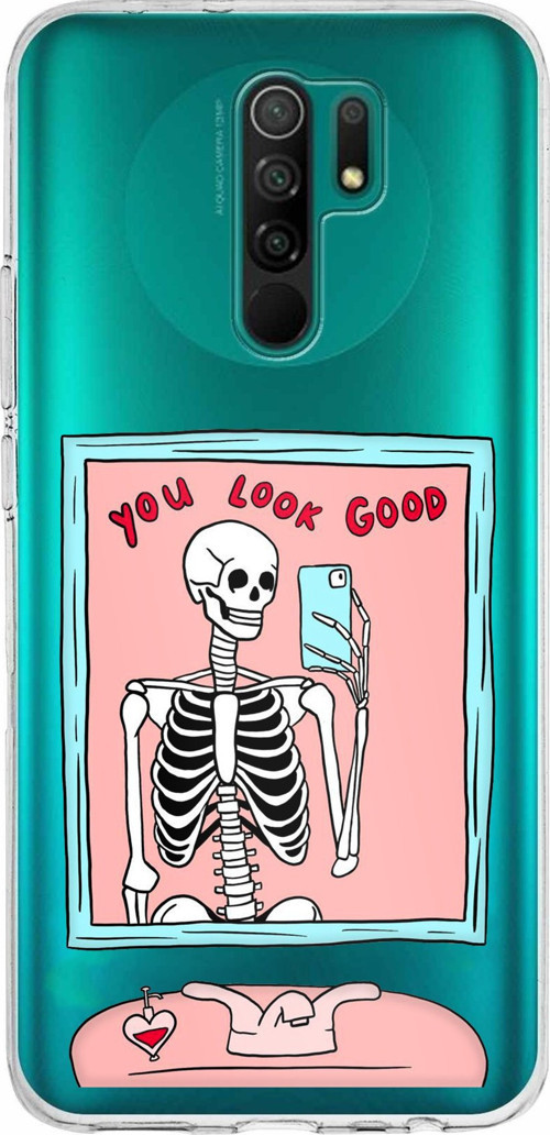 Redmi 9 Uyumlu You Look Good İskelet Tasarımlı Baskılı Silikon Kılıf