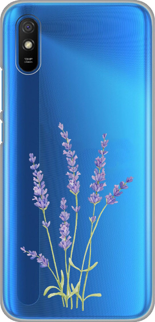 Redmi 9A Uyumlu Lavanta Çiçek Tasarımlı Baskılı Silikon Kılıf
