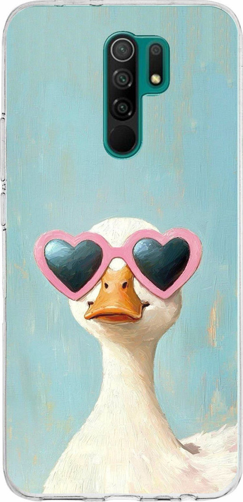 Redmi 9 Uyumlu Yağlı Boya Pop-Art Ördek Baskılı Silikon Kılıf