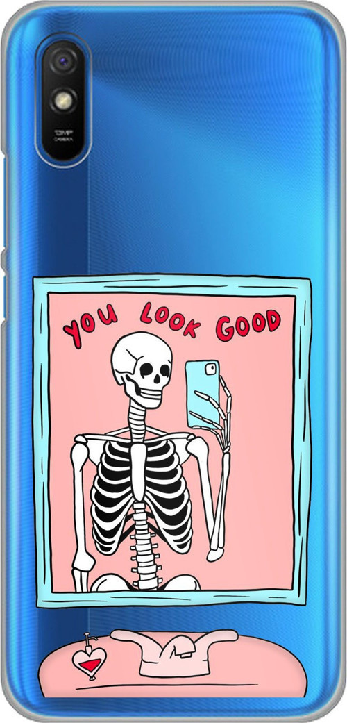 Redmi 9A Uyumlu You Look Good İskelet Tasarımlı Baskılı Silikon Kılıf
