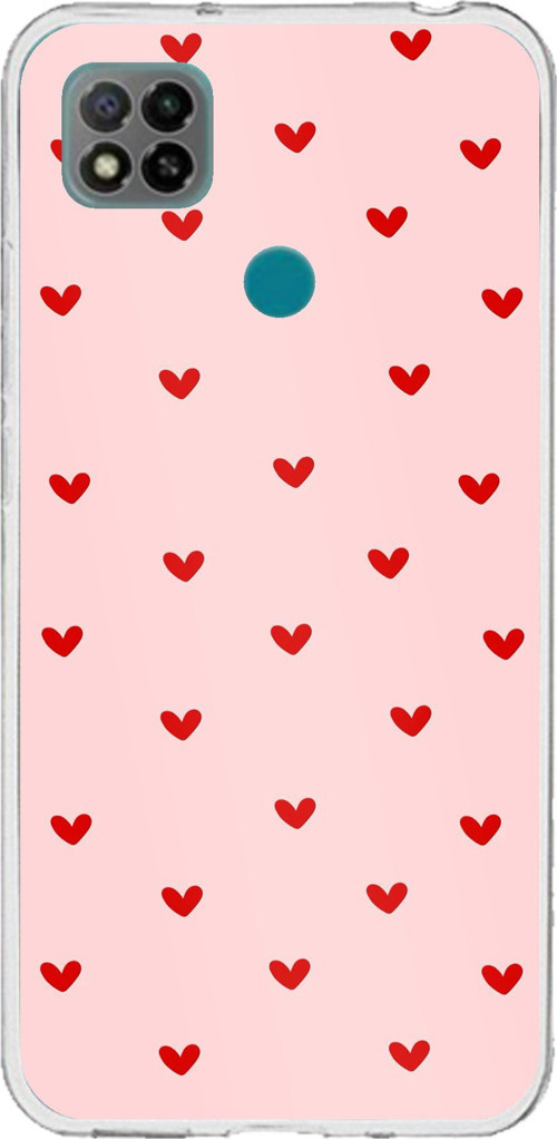 Redmi 9C / 10A Uyumlu Kırmızı Minik Kalpler Baskılı Silikon Kılıf