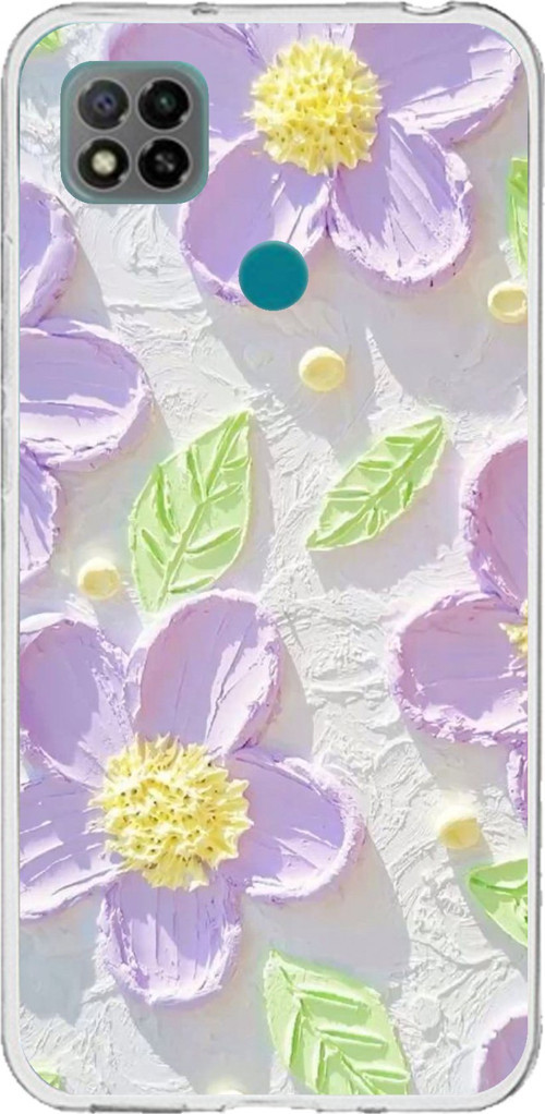 Redmi 9C / 10A Uyumlu Mor Papatyalar Sulu Boya Baskılı Silikon Kılıf
