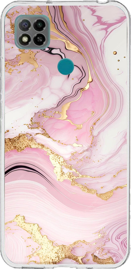 Redmi 9C / 10A Uyumlu Pembe Mermer Baskılı Silikon Kılıf