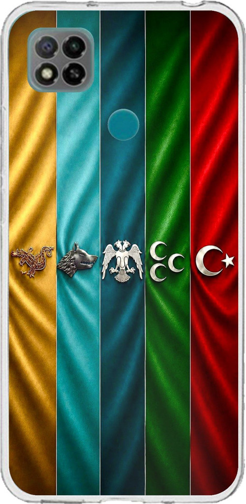 Redmi 9C / 10A Uyumlu Tarihi Türk Devletleri Bayrakları Baskılı Silikon Kılıf