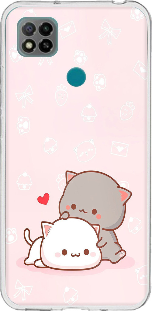 Redmi 9C / 10A Uyumlu Sevimli ve Remontik Kediler Baskılı Silikon Kılıf