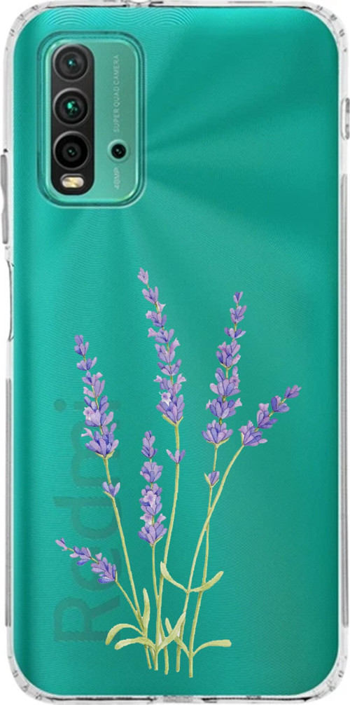 Redmi 9T-POCO M3 Uyumlu Lavanta Çiçek Tasarımlı Baskılı Silikon Kılıf