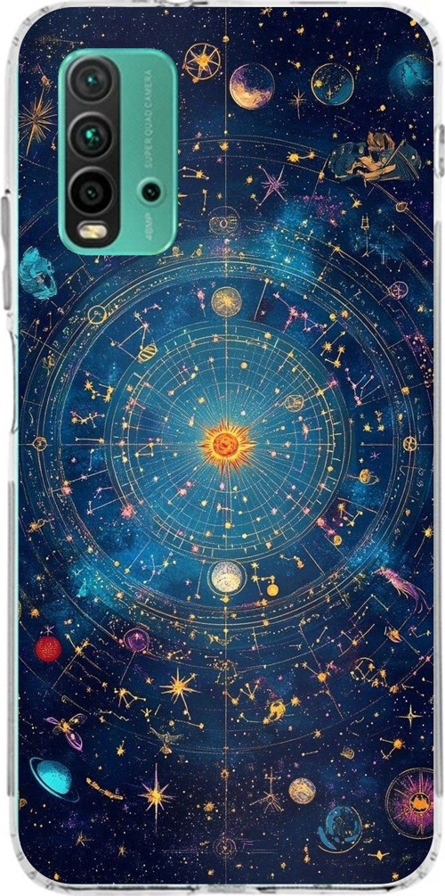 Redmi 9T-POCO M3 Uyumlu Yıldız Atlası Kozmik Rehber Baskılı Silikon Kılıf