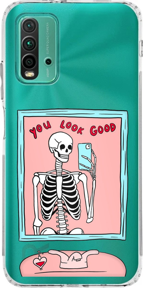 Redmi 9T-POCO M3 Uyumlu You Look Good İskelet Tasarımlı Baskılı Silikon Kılıf