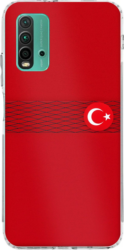 Redmi 9T-POCO M3 Uyumlu Türk Milli Takım Izgara Desenli Forma Baskılı Silikon Kılıf