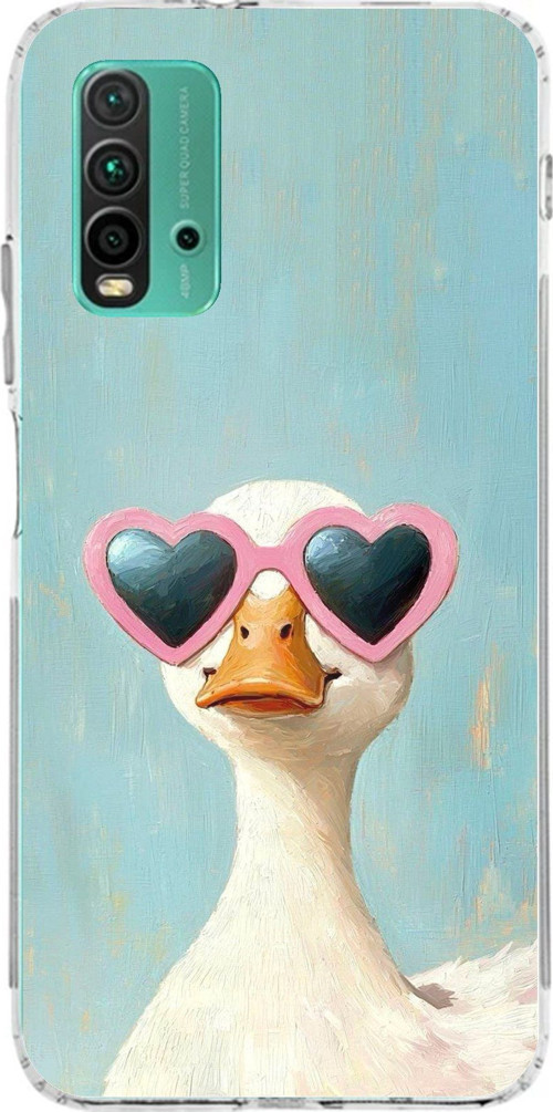 Redmi 9T-POCO M3 Uyumlu Yağlı Boya Pop-Art Ördek Baskılı Silikon Kılıf