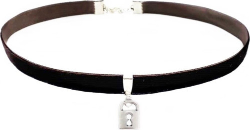 Kahverengi Kadife Kilit Choker