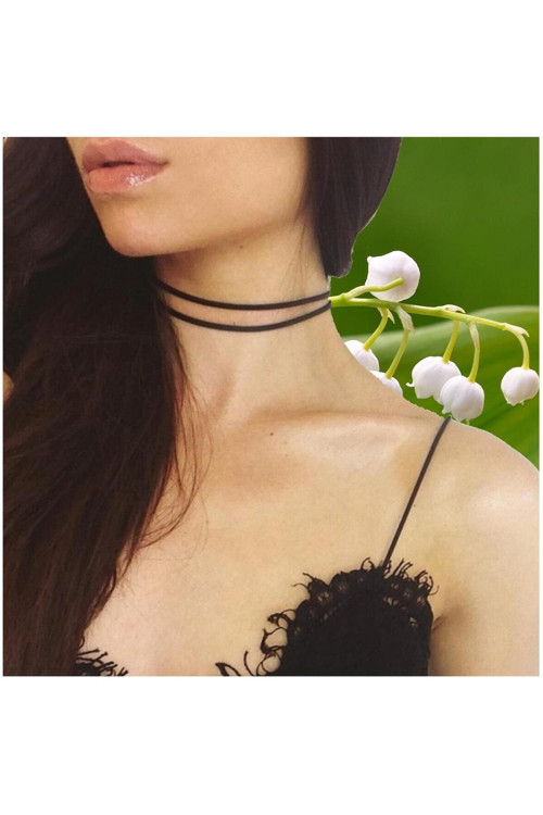 Siyah Renk Süet İkili Kadın Choker Kolye