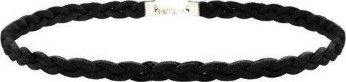 Siyah Süet Saç Örgü Kadın Choker