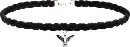 Siyah Süet Saç Örgü Albatros Kuşu Kadın Choker