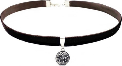 Kahverengi Kadife Galaksi Kolye Ucu Kadın Choker Kolye
