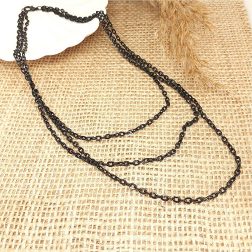 Mat Siyah Renk Çoklu Kadın Choker & Zincir Kolye