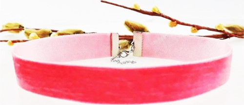 Pembe Kadife Kadın Choker Kolye