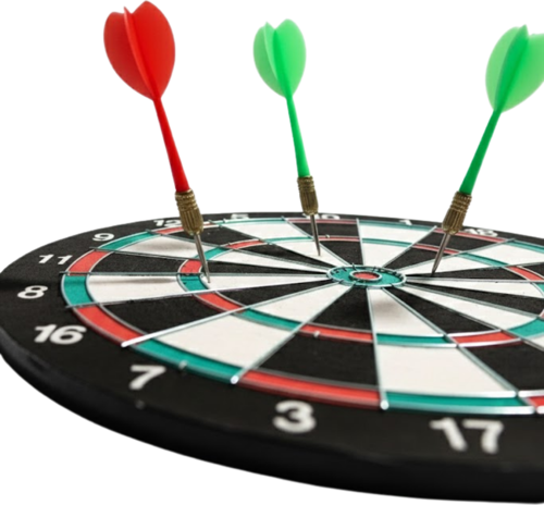 15 İnç Dart Tahtası 4 Metal Uçlu Dart Oku Dayanıklı Ahşap Gövde