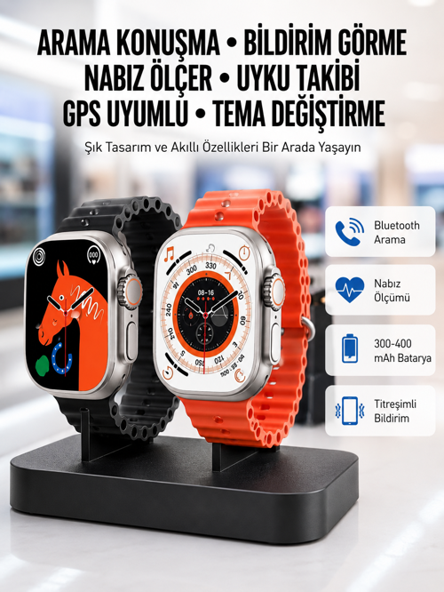 Yeni Model Akıllı Saat Watch Gümüş Kasa 45Mm Titreşim