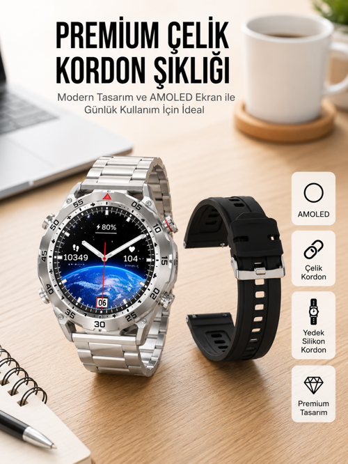 2025 Model Yuvarlak Ekran İos Gps Takibi Yapabilen Akıllı Saat Yeni Nesil
