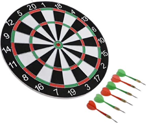 12 İnç Ahşap Dart Tahtası 4 Adet Metal Uçlu Dart Oku Dahil