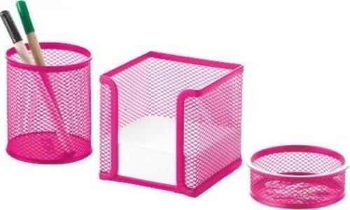 File Kalemlik, Ataşlık, Kağıtlık Seti - Pembe