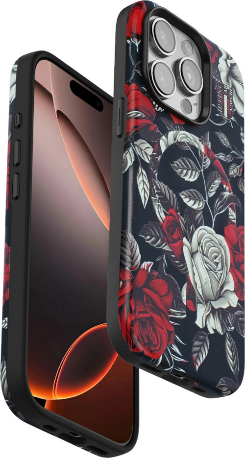 Onegif Apple İphone 15 Pro Flower Series Magsafe Kapak - Siyah