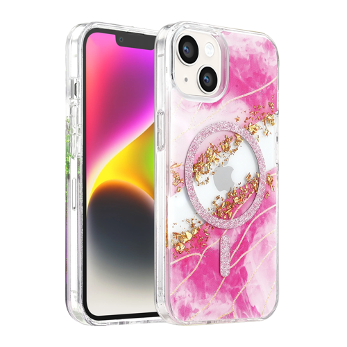 Onegif Apple İphone 15 Lotus Simli Magsafe Kapak - Pembe