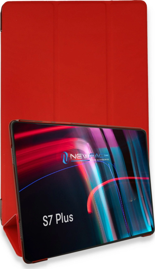 Samsung Galaxy T970 Tab S7 Plus 12.4 Kılıf Tablet Smart Kılıf - Kırmızı