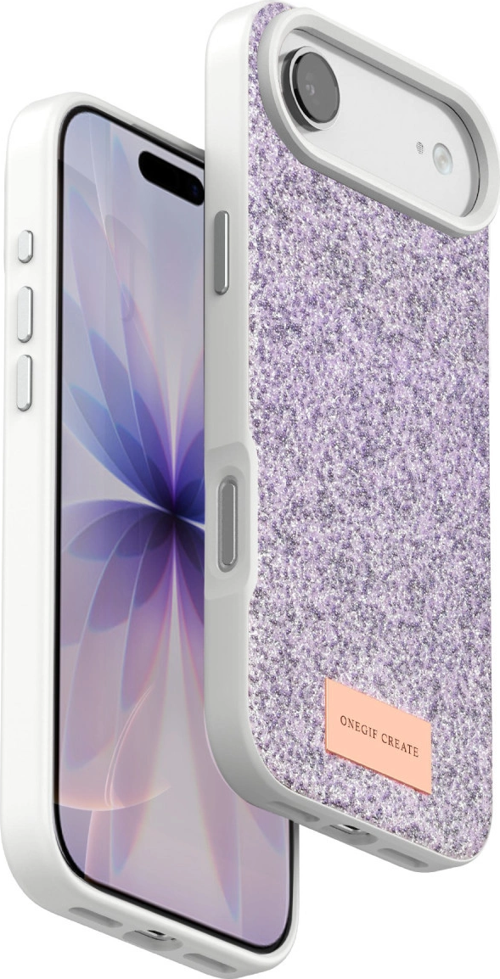 Onegif Apple İphone 17 Air Bright Simli Kapak - Lila