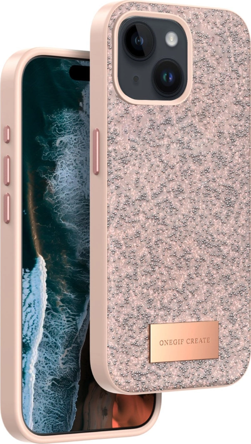 Onegif Apple İphone 14 Bright Simli Kapak - Pembe