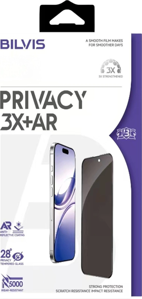 Apple İphone 16 Pro Max Bilvis 3x Ar Hayalet Cam Ekran Koruyucu - Siyah