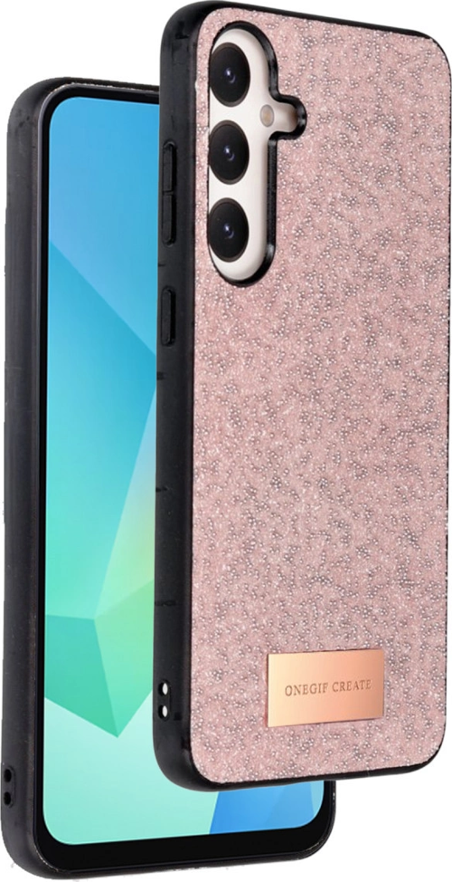 Onegif Samsung Galaxy A56 Bright Simli Kapak - Pembe