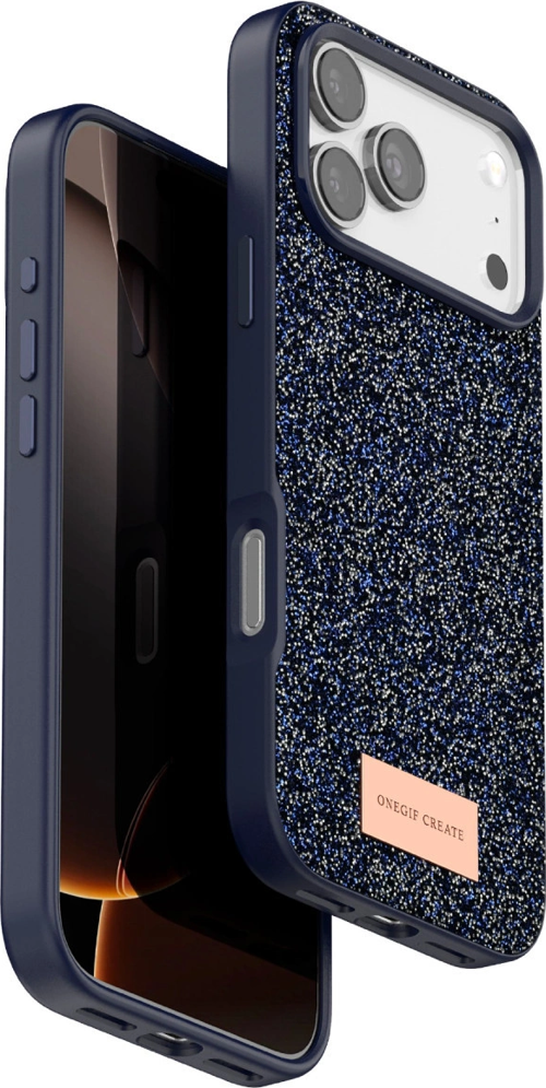 Onegif Apple İphone 17 Pro Max Bright Simli Kapak - Mavi