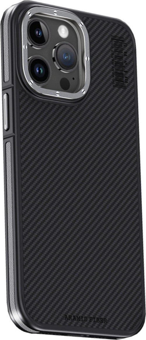 Joko Apple İphone 15 Pro Max Kılıf Aramid 600d Kevlar Karbon Fiber Magsafe Kapak - Gri