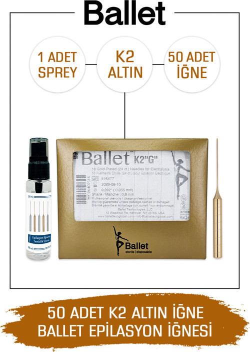 50 Adet K2 Altın Epilasyon İğnesi K2 Gold İğne 20402516