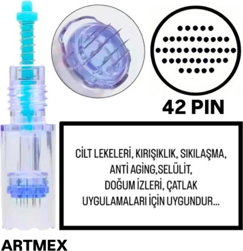 10 Adet ( Artmex - 42 Pın ) Değiştirilebilir Kartuş Dermapen Ucu ( İğne )