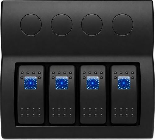 4'lü Switch Panel Otomatik Sigortalı Mavi LED'li 12-24V