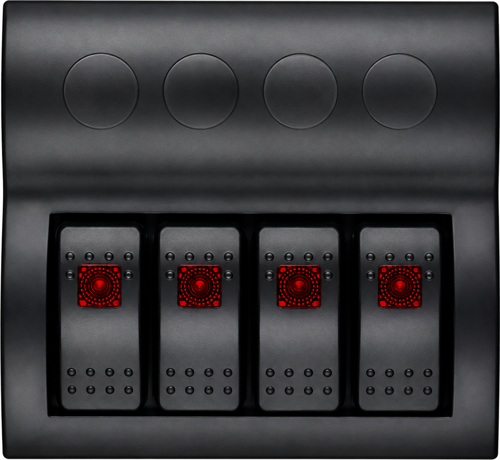 4'lü Switch Panel Otomatik Sigortalı Kırmızı LED'li 12-24V