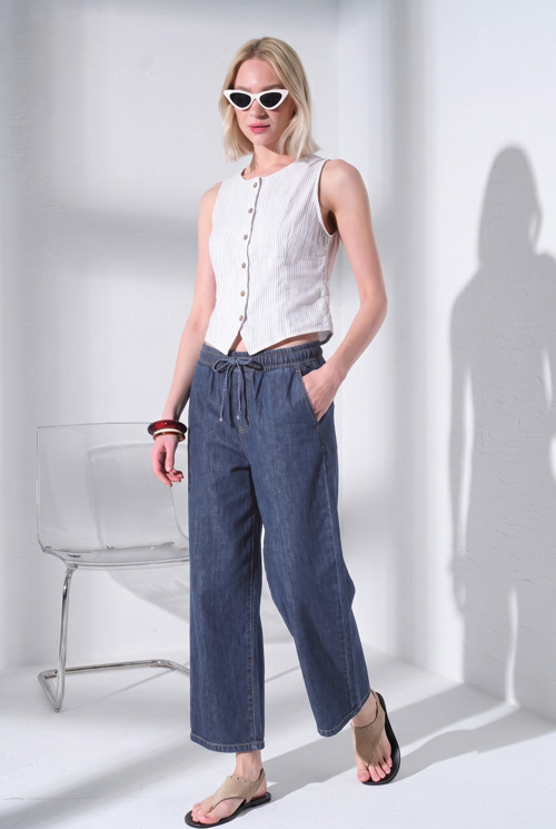Normal Bel Kısa Denim Pamuk Lyocell kadın Kot Jean Pantolon @Balica2