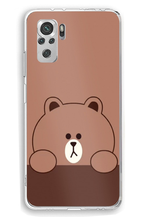 Redmi Note 10 / 10S Uyumlu Kahverengi Ayı Tasarımlı Baskılı Silikon Kılıf