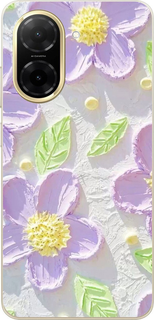 Redmi A5 Uyumlu Mor Papatyalar Sulu Boya Baskılı Silikon Kılıf