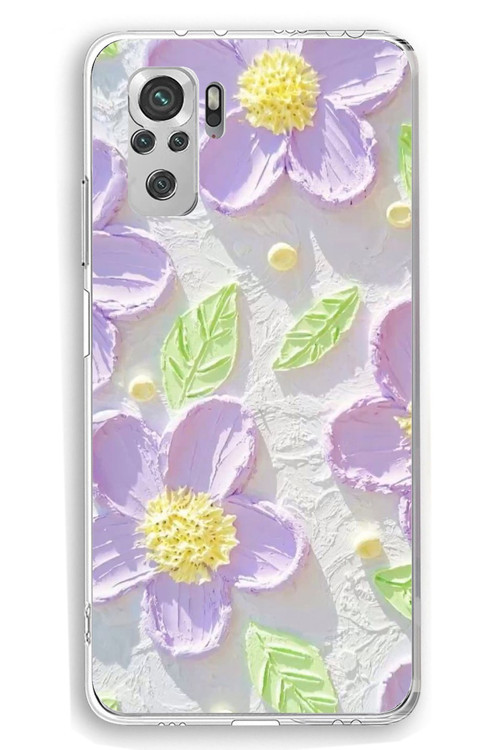 Redmi Note 10 / 10S Uyumlu Mor Papatyalar Sulu Boya Baskılı Silikon Kılıf