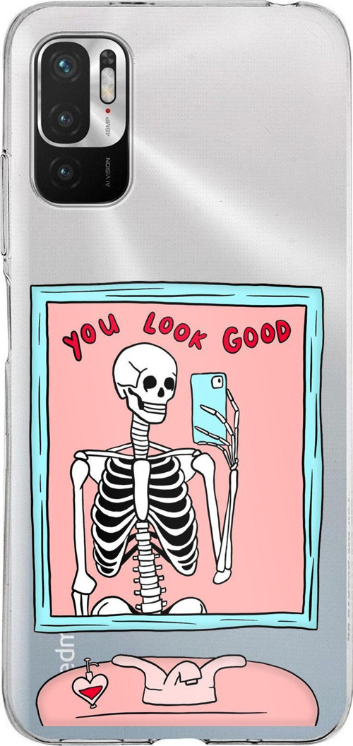 Redmi Note 10 5G Uyumlu You Look Good İskelet Tasarımlı Baskılı Silikon Kılıf