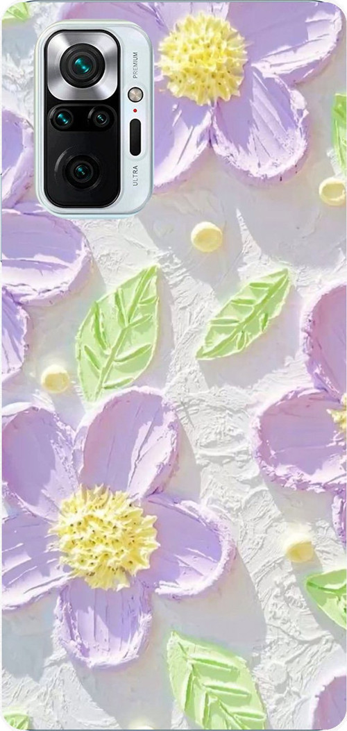 Redmi Note 10 PRO Uyumlu Mor Papatyalar Sulu Boya Baskılı Silikon Kılıf